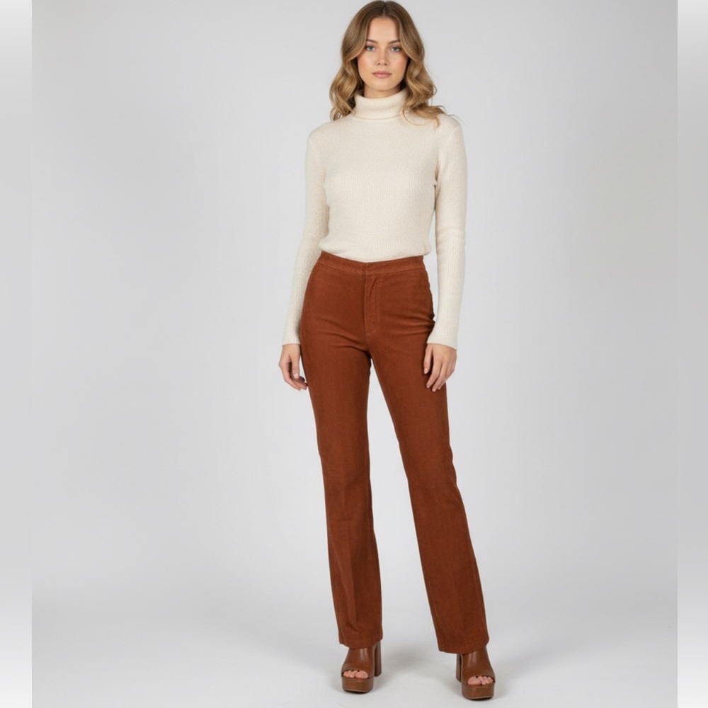 Vintage Lois Anderson for Tantrum Suede Leather Pants Women Rust HighWaist 70s